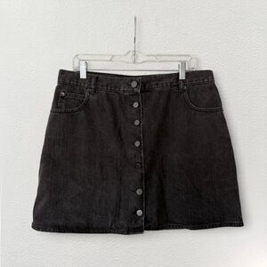 ASOS Black Denim Button-Front Skirt